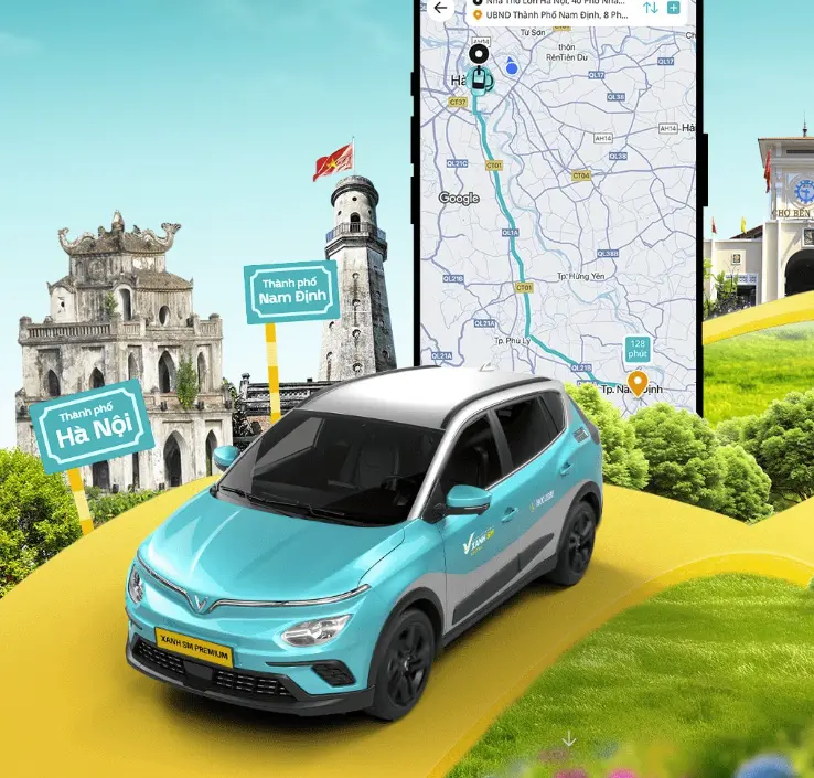 Xe taxi hiện đại phục vụ khách tại Quảng Nam